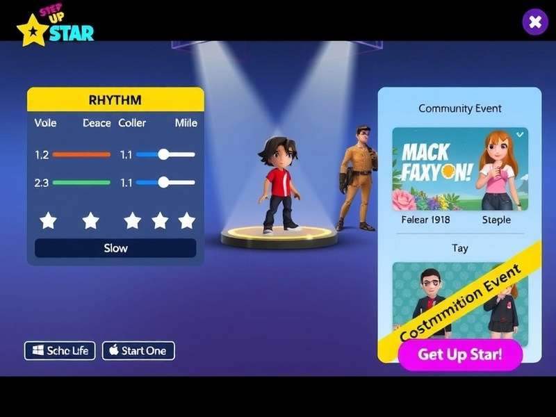 Step Up Star gameplay screenshot showing rhythm mechanics